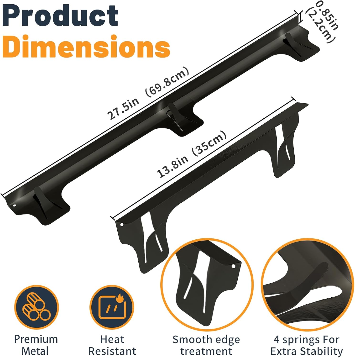 Stove Gap Covers Stainless Steel, Adjustable 13.8-27.5 In(2 Pack), Heat Resistant, Gas Stove Side Gap Protector (Matte Black) - Image 2