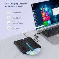8 in 1 External Blu Ray Drive, Support 100G Disc USB 3.0 and Type-C Blu Ray Burner Portable Blu Ray DVD/CD/BD Player, 3D Optical Bluray Drive Compatible with Windows Macos for MacBook Laptop Desktop - Image 4