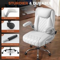 COMHOMA Leather Office Chair Ergonomic Computer Gaming Chair with Comfy Back Support, Executive Mid-Back,Small Gmaing Chair with Adjustable Armrests, for Short People Use, Rolling Swivel for Adults - Image 4