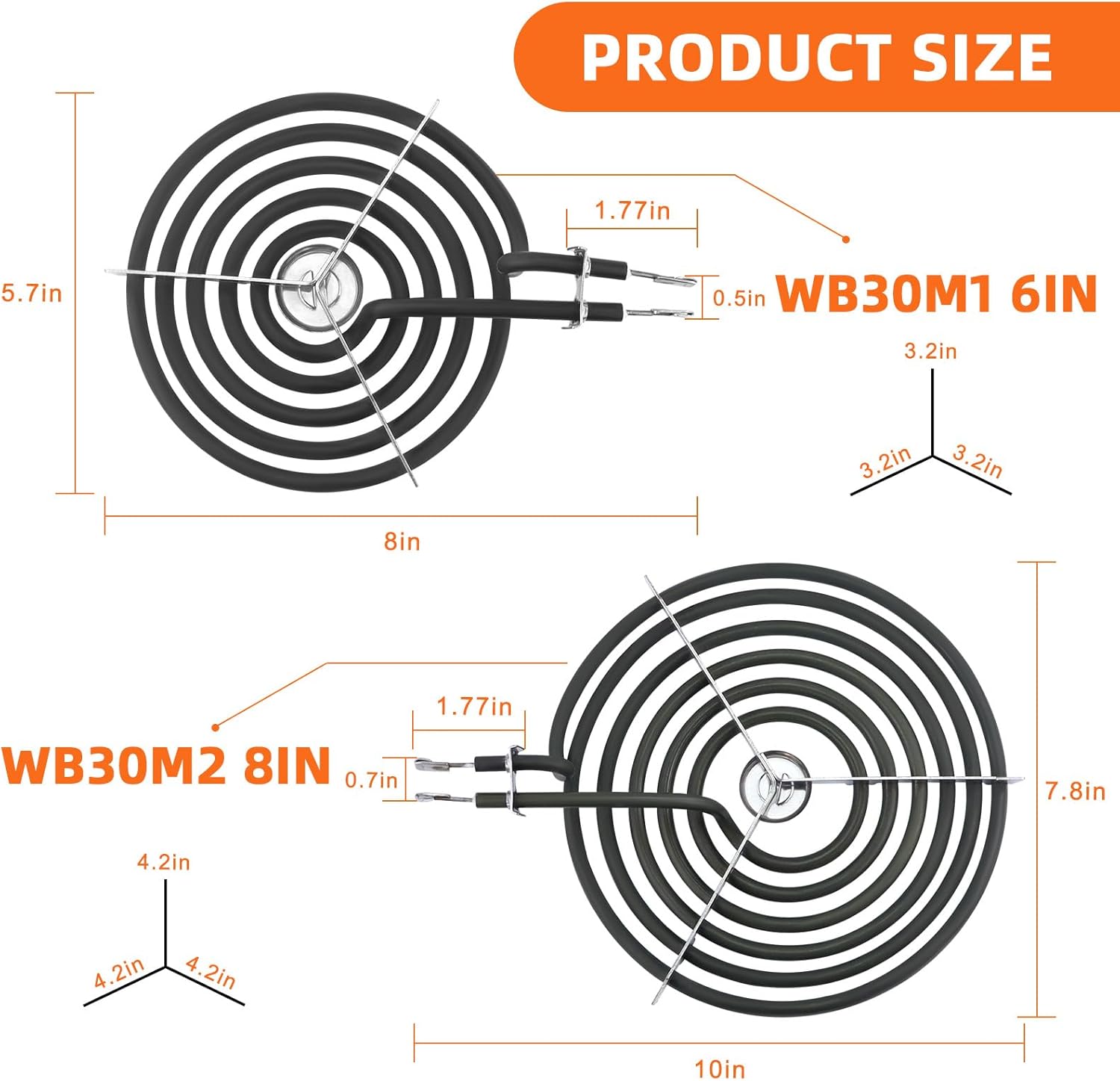 Electric Stove Burner Drip Pans WB31M19(8”) WB31M20(6”) Electric Stove Top Burner Replacement WB30M1(6") WB30M2(8") Compatible for G-E Hot-point Ken-more General Electric Stove Parts by MIFLUS - Image 3