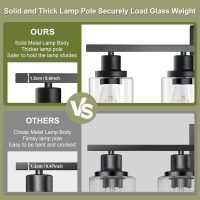 Unicozin Modern Bathroom Light Fixtures, 4 Light Vanity Lights Over Mirror, Black Wall Lamp with Clear Glass for Living Room Cabinet Bedroom Porch - Image 4