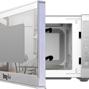 Total Chef Compact Countertop Microwave Oven, 1100W, 1.3 Cubic Feet Capacity, Digital Touchscreen Controls, One-Touch Push-Button Opening, 6 Pre-Set Cooking Modes, Silver Stainless Steel