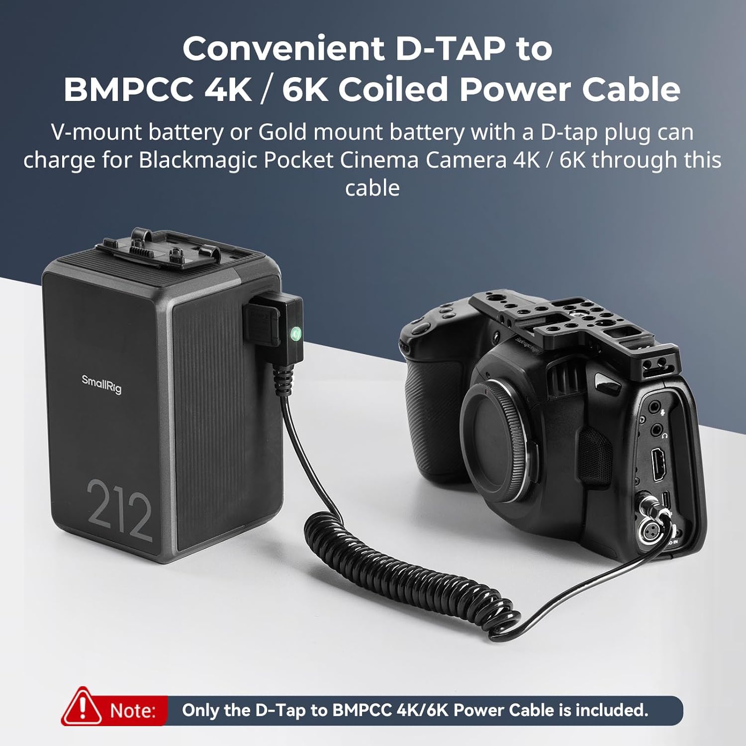 SMALLRIG D-TAP to BMPCC 4K/6K Coiled Power Cable Suitable for Blackmagic Pocket Cinema Camera 4K / 6K for V Mount Gold Mount Battery, Weipu SF6 2 Pin Female to P Tap, 15 inch - 47 inch Length - 4761 - Image 2