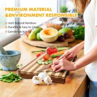 Bamboo Stovetop Cover&Countertop Cutting Board with Adjustable Legs, 21.14 x 11.42 inches Dual-purpose Chopping Board for Electric Stove Burner, Workspace Block Cover for RV Camping Camper Gas - Image 2