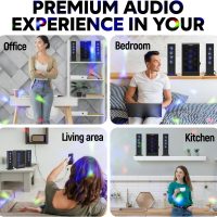 Magnavox MHT990 2.1 Home Entertainment System with Bluetooth Wireless Technology and Color Changing Lights in Black | AUX Port | Subwoofer with 2 Speakers | Pulsing Lights | - Image 6