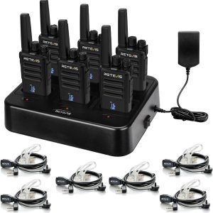 Retevis RT68H Walkie Talkies for Adults Long Range,Portable FRS Two-Way Radios Rechargeable,Intuitive,Channel Power Display, with 6 Way Multi Charger,Hands Free Walkie Talkies with Earpiece (6 Pack)