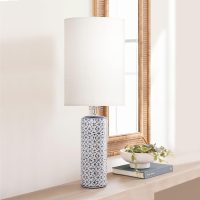 Tall Lamp Shade, 10" Top X 10" Bottom X 13" High Large Drum Lampshade for Table Lamps Floor Lamp, White Line Fabric Lamp Shade, Easy Assembly Replacement Lampshades - Image 6