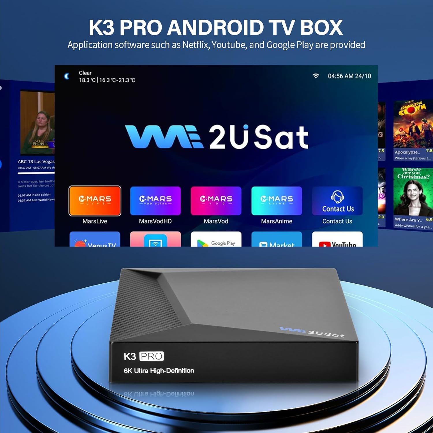 We2uSat K3 PRO 6K HDR Streaming Media Players,Streaming Stick for TV –ABS Enclosure Design,(V5 Pro 2025 V See) 4GB RAM 32GB ROM,HDMI Cable - Image 3