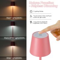 HASUN 2 Pack Cordless Table Lamp, Portable LED Desk Lamp, 5200mAh Battery Operated Lights, 3 Color Stepless Dimming Up, Night Light for Bedroom/Date/Bars/Cafe/Camping (Peach 2Pack) - Image 5