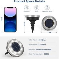 SOLPEX 10 Pack Solar Ground Lights Outdoor Waterproof, Solar Powered Pathway Lights, Landscape Lighting for Garden Walkway Driveway Backyard Decor (Cool White) - Image 5