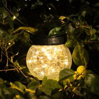 PARTPHONER Solar Lanterns Solar Lights Outdoor Waterproof 6-Pack, Solar Powered Hanging Lights Cracked Glass Hanging Globes for Christmas Decoration, Shepherd Hook, Garden Tree Ornaments - Image 6
