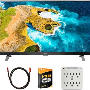 LG 27LQ625S-PU 27 inch Class LED HD Smart TV with webOS Bundle with Deco Gear 6FT 4K HDMI 2.0 Cable, 6-Outlet Surge Adapter with Night Light and 1 YR CPS Enhanced Protection Pack