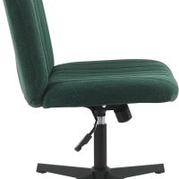 Armless Desk Chair No Wheels Wide Velvet Upholstered Office Chair Swivel Criss Cross Legs Large Seat Adjustable Height Accent Chair for Adults Dark Green - Image 6