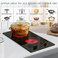 Hobsir 2 Burner Electric Cooktop 110v, Plug in Electric Stove Top, 2000W Electrical Stove Top Burner, 12 Inch Countertop & Built-in Ceramic Cooktop, Knob Control, 9 Power Level - Image 4