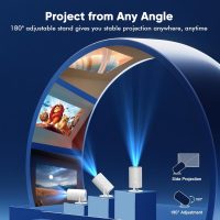 [ Built-in Google TV & Voice Control] WISHOLY Mini Projector with WiFi and Bluetooth, Built-in Streaming Apps, Portable Movie Projector 4K with 180° Rotatable for Outdoor, Home Theater, Movie Night - Image 6