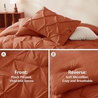 CozyLux Queen Comforter Set Burnt Orange, 7 Pieces Pintuck Bed in A Bag Premium Terracotta Comforter Queen Size, Pinch Pleat Bedding Sets with Comforter, Sheets, Pillowcases & Shams - Image 3