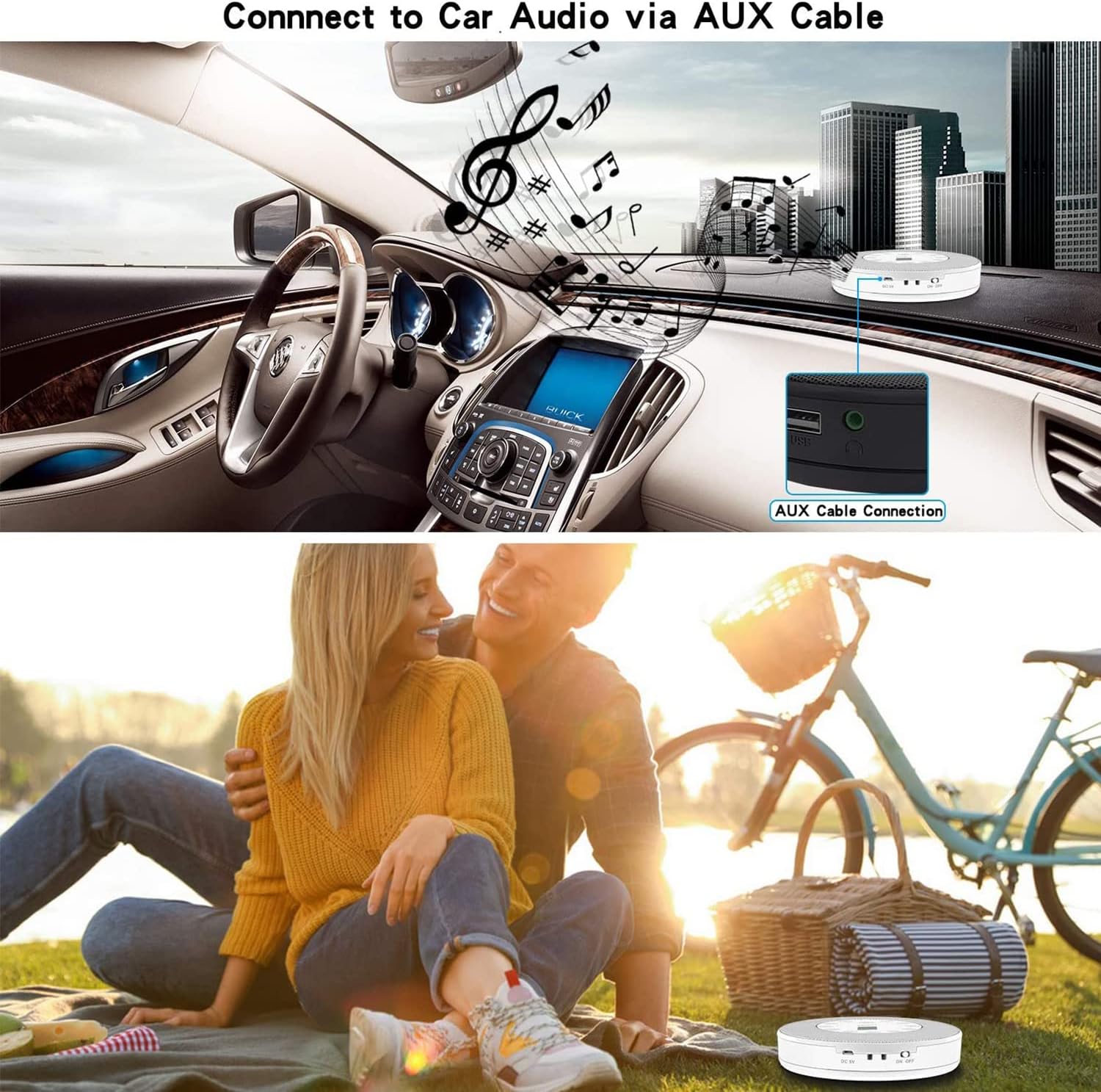 Lukasa Portable Bluetooth CD Player Built-in Speaker Stereo, Personal MP3 Players Rechargeable Compact Car Disc CD Music Player USB Play Anti-Shock Protection - Image 6
