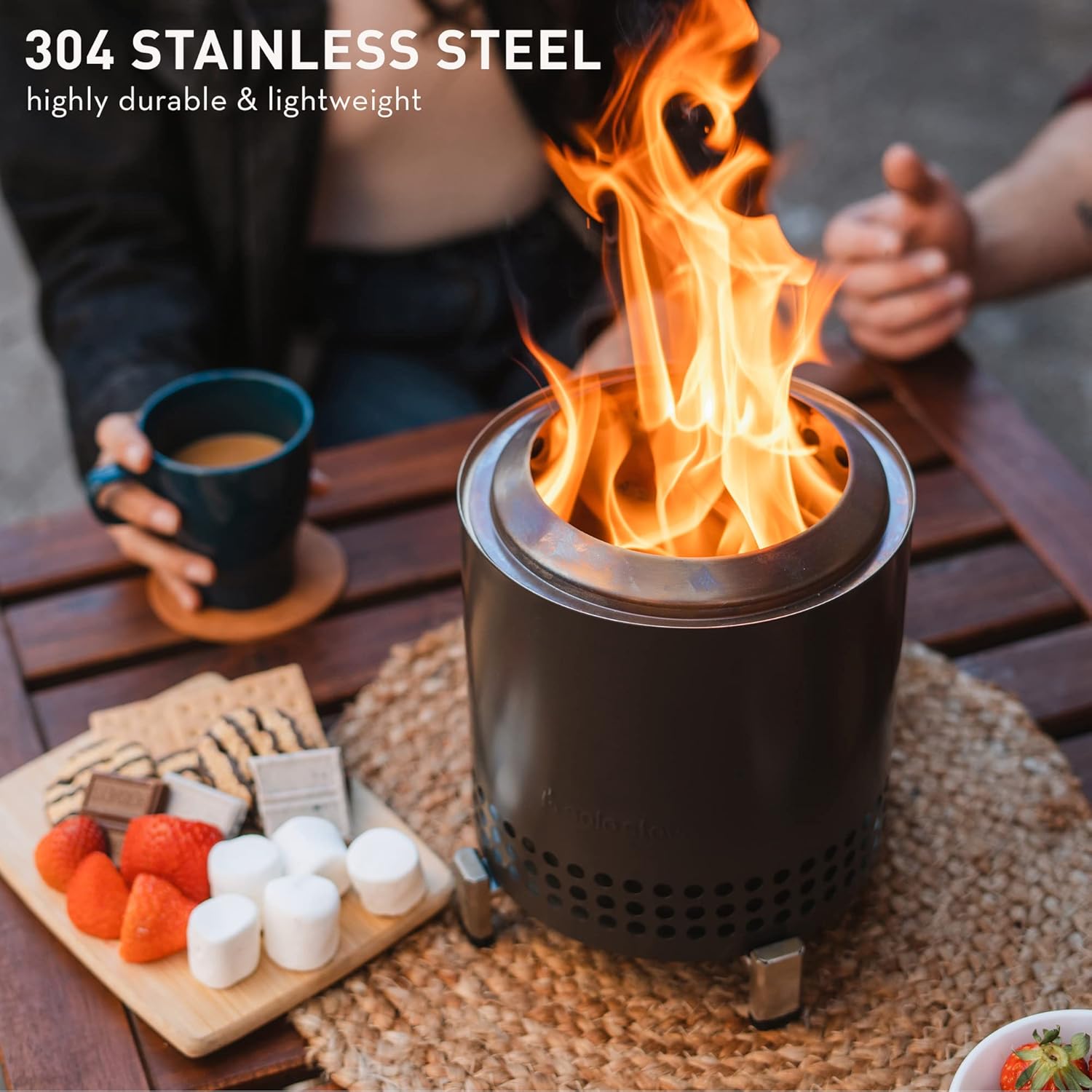 Solo Stove Mesa XL, 7 Inch Tabletop Fire Pit with Stand - Smokeless, Stainless Steel Fire Pit for Camping, Outdoor & Patio- Wood Burning or Pellet Fueled Portable Bonfire, 2.3lbs, Water - Image 7