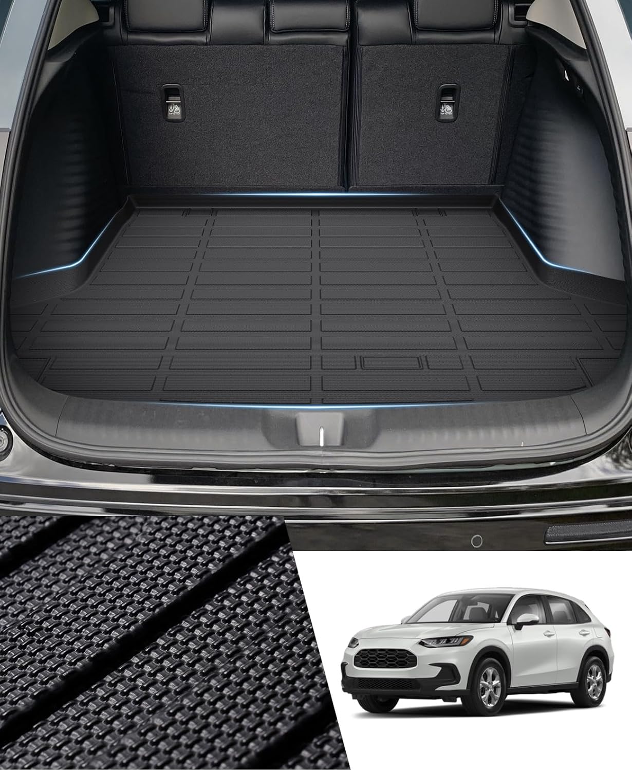 Cargo Liner for Honda HR-V 2023 2024 2025 HRV Hybrid Accessories TPE Cargo Mat All Weather HRV Rear Cargo Trunk Mat Waterproof Black