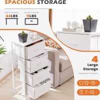Sweetcrispy Nightstand Small Bedroom Dresser with 4 Fabric Drawers, Bed Side Furniture End Table, Wooden Top Cabinet Night Stand Dresser for Closet, Entryway, Dorm - Image 4