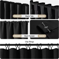 Joydeco Blackout Curtains for Bedroom, Black Out Curtains 96 Inch Long, Black Curtains with Rod Pocket Back Tab, Room Darken Light Blocking Noise Reducing Wrinkle-Free Drapes for Living Room, 2 Panels - Image 4