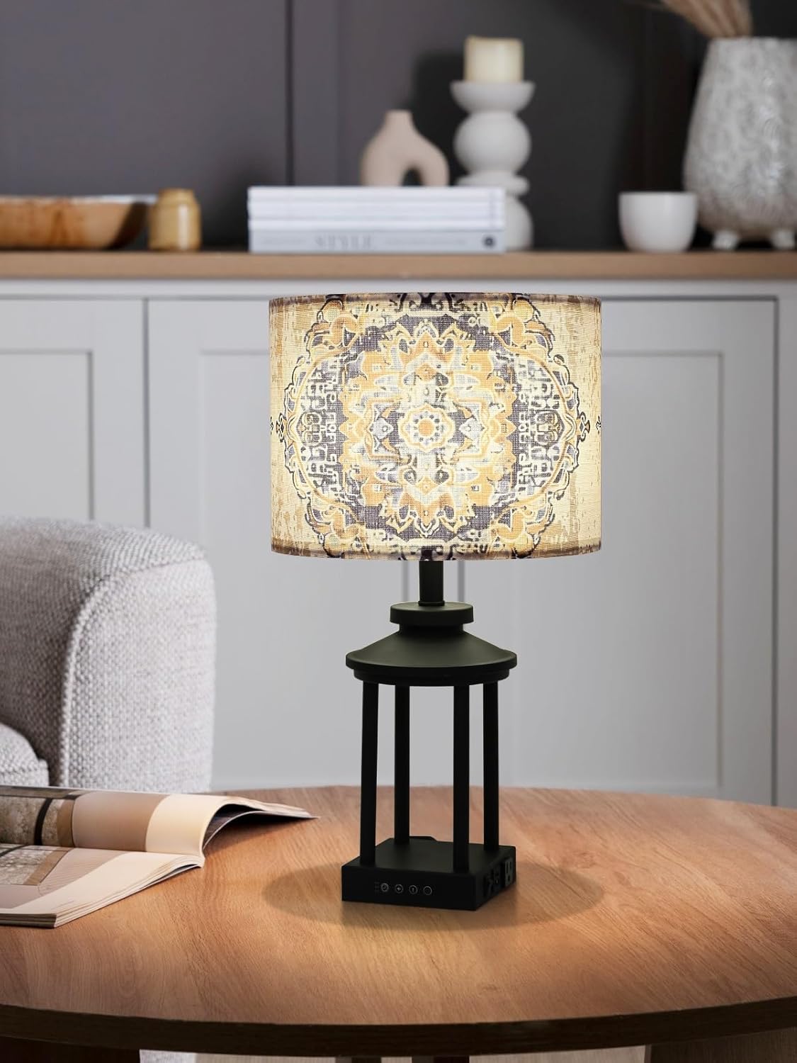 Fabric Round Drum Lamp Shades, 13x13x10in Moroccan Trellis Lamp shade, Boho Lampshade Fit Spider, Farmhouse Lamp Shades for Table Lamps, Rustic for Floor Lamps, 1 Pack - Image 8