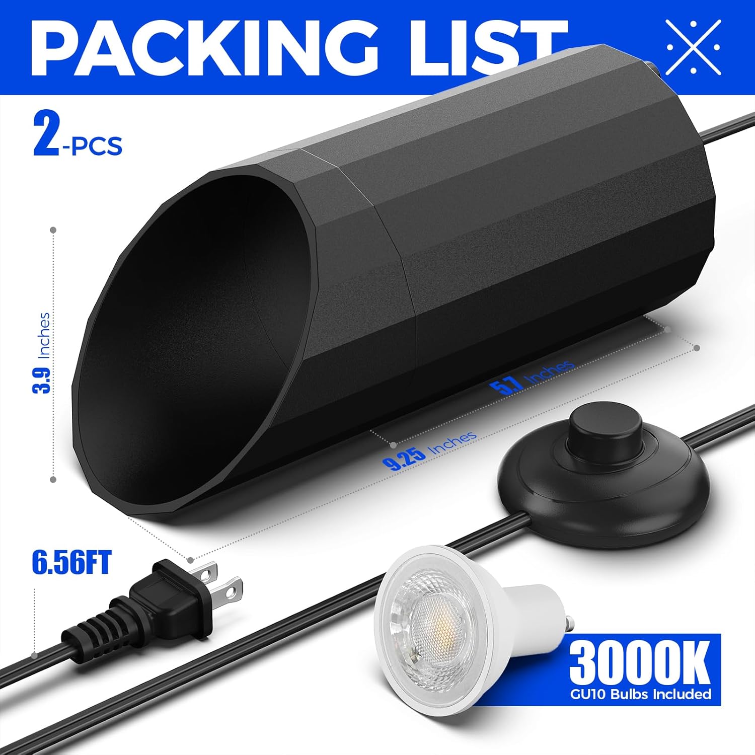 Barrina Uplighting Indoor Spotlight, 2 in 1 Detachable Up Lights Indoor Floor Can Light with 3000K GU10 Bulb, LED Spot Lights for Plant Picture Home, 6.56FT Plug Cord & Foot Switch,2 Packs - Image 9