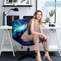 Criss Cross Chair Cover, Universal Fit and Non-Slip Mid-Back Wide Seat Vanity Chair Slipcover 3D Digital Print Pattern(H) - Image 2