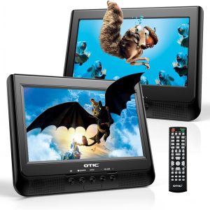 OTIC 10.1" Dual Car DVD Player,Portable DVD Player for Car Headrest Dual Screen with Remote, 5 Hours Rechargeable Battery, Last Memory, All Region, Support DVD/CD/USB/SD Card