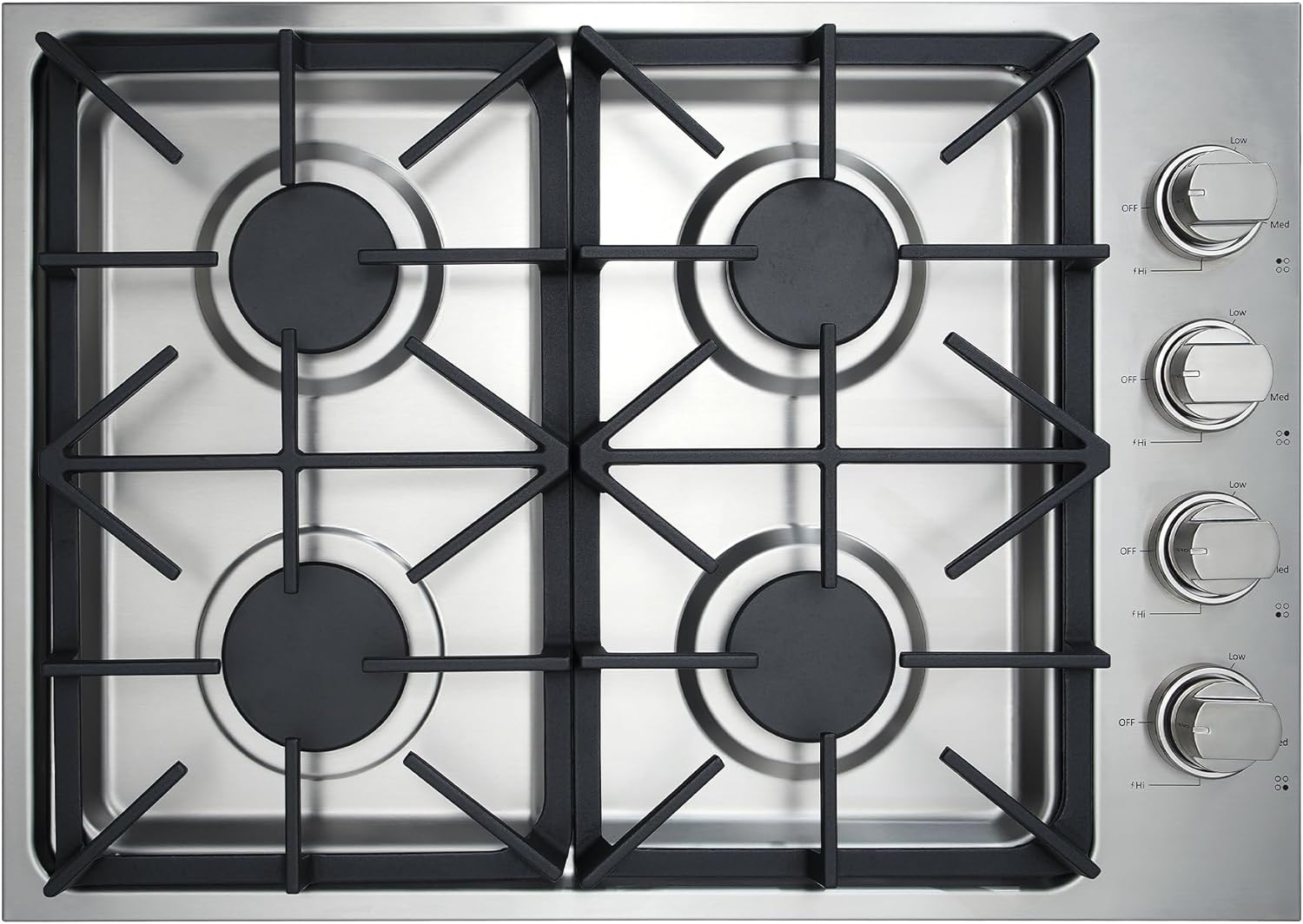 CT Copper Tailor Gas Cooktop 30 Inch With Four Sealed Burners, NG/LPG Convertible,Max 18000BTU, in Stainless Steel