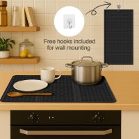 Stove Top Cover for Electric Stove - Foldable Glass Top Stove Cover Protector,Ceramic Flat Top Stove Cover, Induction Cooktop Protector, Oven Cover, 28" x 20" Dish Drying Mat (Black) - Image 3