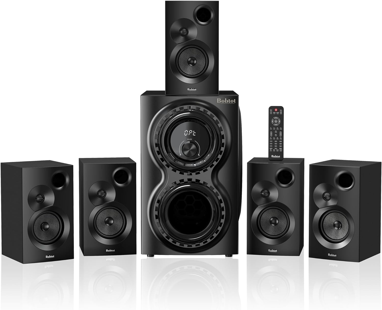 Bobtot Surround Sound Systems 1400 Watts Peak Power Home Theater Speakers - 12" Subwoofer Strong Bass 5.1 Wired Loud Stereo Audio System with Bluetooth HDMI ARC Optical Input for TV - Image 8