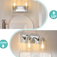 2-Light Bathroom Light Fixtures Modern Chrome Vanity Lights for Bathroom Lighting Fixtures Over Mirror with Clear Glass Shade for Cabinet Mirror Bedroom Hallway - Image 5