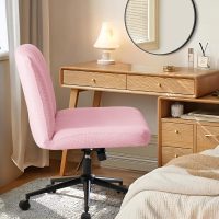 Criss Cross Chair Cover Pink Armless Wide Back Chair Cover Water Resistant Stretchable Slipcover for Mid Back Wide Seat Desk and Vanity Chairs Washable - Image 4