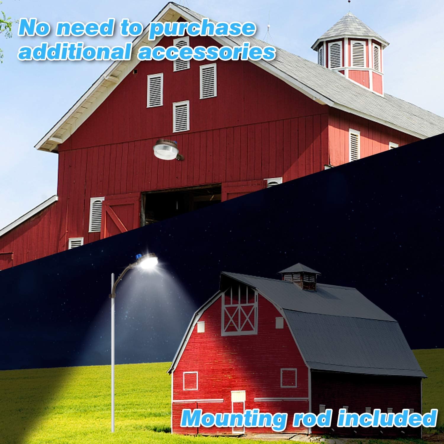 Juyace 18000lm LED Barn Light Dusk to Dawn Outdoor Lighting 120W 5000K Daylight Adjustable Angle Yard with Photocell IP65 Waterproof for Security Area - Image 2