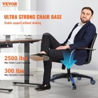 VEVOR Office Chair Base Replacement, 28", 2500 lbs Static Load, Heavy Duty Universal Computer Desk Chair Stool Base Part with 5 Casters and Reinforced Legs, Desk Chair Base Replacement, Black + Blue - Image 4