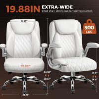 COMHOMA Leather Office Chair Ergonomic Computer Gaming Chair with Comfy Back Support, Executive Mid-Back,Small Gmaing Chair with Adjustable Armrests, for Short People Use, Rolling Swivel for Adults - Image 2