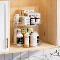 LAMU 2 Tier Lazy Susan Turntable Organizer 9.25'' Rotating Spice Rack Organization for Cabinet, Kitchen, Pantry, Countertop, Bathroom, Vanity, Medicine Cabinet Organizer, Clear - Image 3