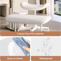 Upgraded Cross Legged Office Chair with Wheels, ADHD Chair for Adults, Wider Height Adjustable Backrest and Seat, Meditation Chair, Ergonomic & Yoga Office Chair, PU Leather, Beige, White - Image 4