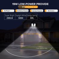 UME 19W LED Flood Light Motion Sensor Outdoor, 2 Adjustable Head, 2000LM, 5000K, IP65 Waterproof, Dusk to Dawn Security Light with Photocell for Exterior,Outside,Garage,House(Black) - Image 2