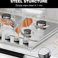 24 Inch Gas Cooktop, 4 Burner Gas Stove Top 27,400 BTU, NG/LPG Convertible, Stainless Steel gas Stovetop with Thermocouple Protection,120V AC - Image 6