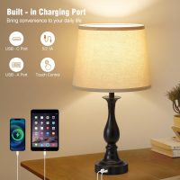 Bedside Table Lamp Touch Control Bedroom Lamps with USB-C USB-A Charging Port 3 Way Dimmable Touch Lamps for Nightstand Living Room Bedroom Dorm Home Office Reading, Set of 2 - Image 7