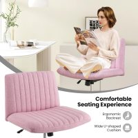 GOFLAME Criss Cross Office Chair, Swivel Cross Legged Office Desk Chairs with Wide Seat and Rocking Function, Height Adjustable Armless Computer Desk Chair for Home Office, Bedroom, No Wheels, Pink - Image 8
