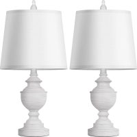 PARTPHONER Retro Table Lamps Set of 2, Bedside Lamp for Bedroom Rustic Farmhouse Table Lamps for Living Room, 22" Vintage Nightstand Lamps with White Shades, White - Image 2