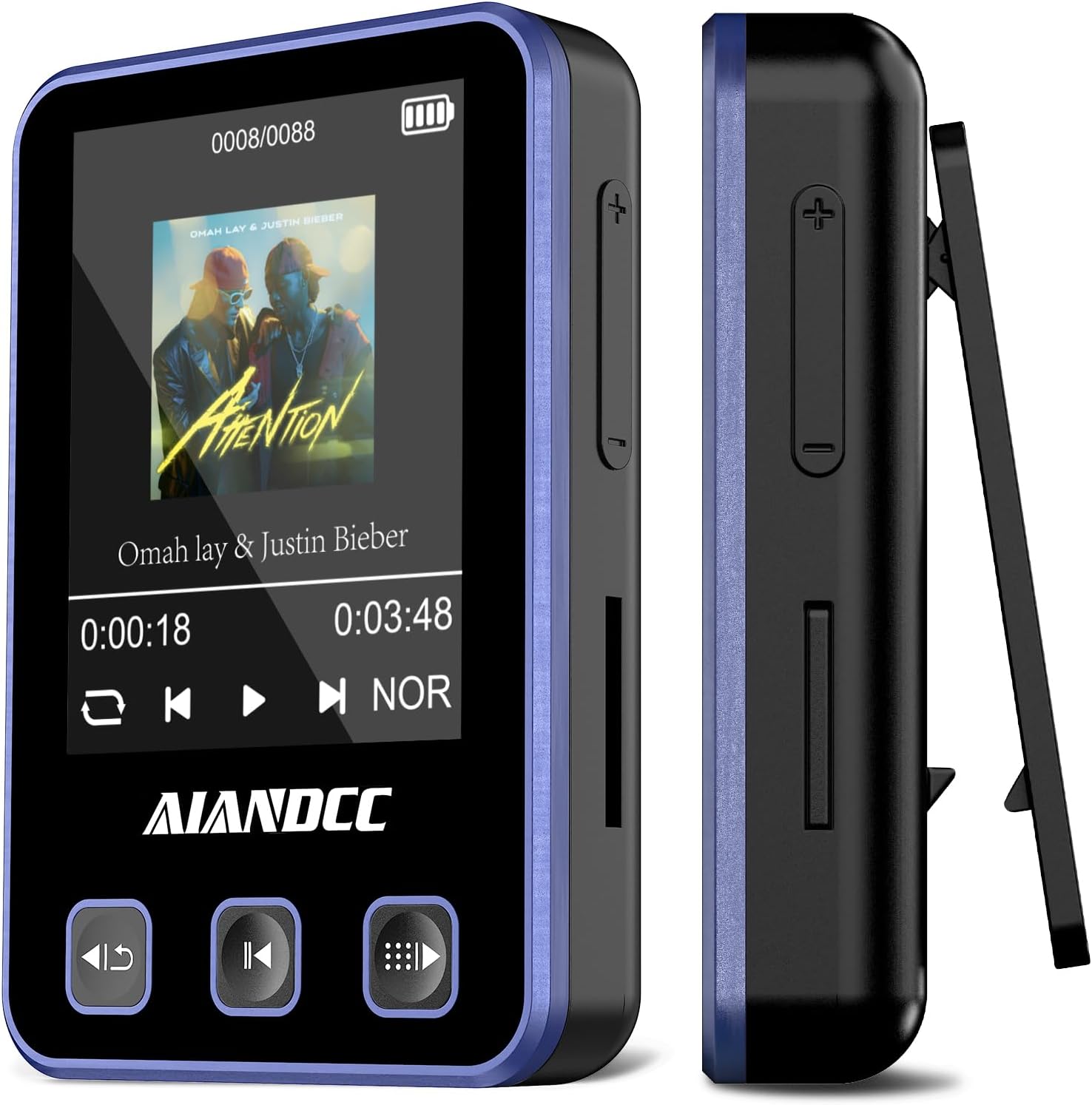 Mp3 Player with Bluetooth 5.3, HiFi Music Player with Sports Clip and Armband, 1.77-inch TFT Color Screen, 32GB mp3 Player for Kids Adults, Earphones Included, TF Card can be Inserted