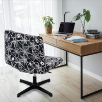 Armless Office Chair Cover Criss Cross Chair Slipcover Protectors Stretchable Removable Wide Seat Chair Cover Mid Back Computer Desk Vanity Accent Chair Covers (Black & White) - Image 5