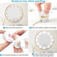 LED Vanity Mirror Lights with 12 Stick On Dimmable Bulbs, 3000K 4500K 6500K & 10 Brightness Levels Adjustable, Plug in USB Cable, Hollywood Style Mirror Lights for Makeup Desk Bathroom Dressing Room - Image 6