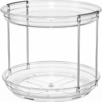LAMU 2 Tier Lazy Susan Turntable Organizer 9.25'' Rotating Spice Rack Organization for Cabinet, Kitchen, Pantry, Countertop, Bathroom, Vanity, Medicine Cabinet Organizer, Clear - Image 9