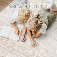 5x7 Area Rugs for Living Room, Beige Floral Washable Rugs for Dining Room, Bedroom, Home Office, Vintage Non-Slip Thin Rug - Image 5