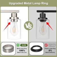 Unicozin Modern Bathroom Light Fixtures, 4 Light Vanity Lights Over Mirror, Brushed Nickel Wall Lamp with Clear Glass for Living Room Cabinet Bedroom Porch - Image 6